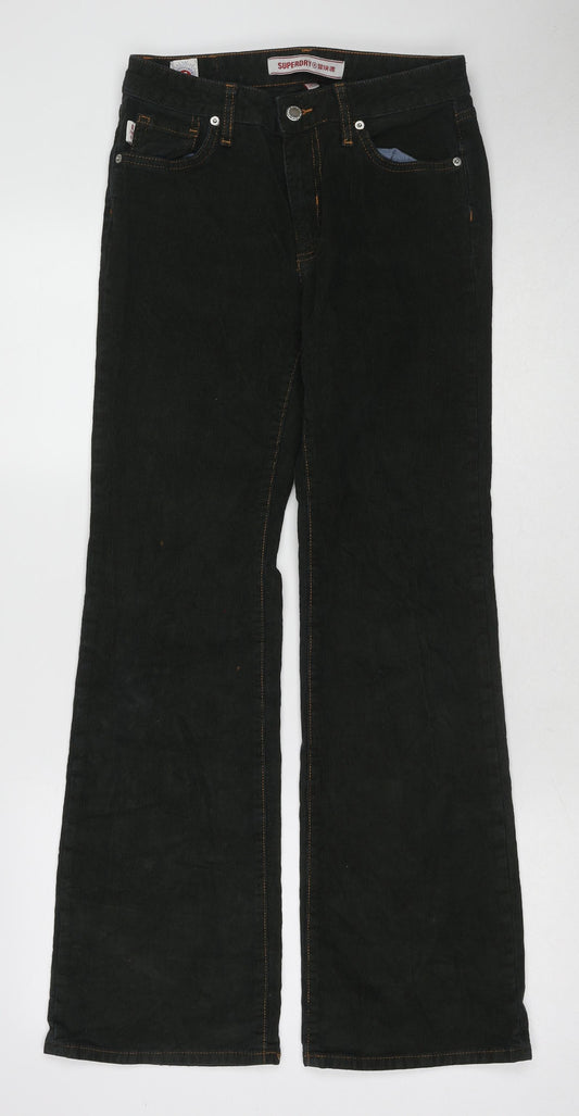 Superdry Womens Green Cotton Trousers Size 28 in L31 in Regular Zip