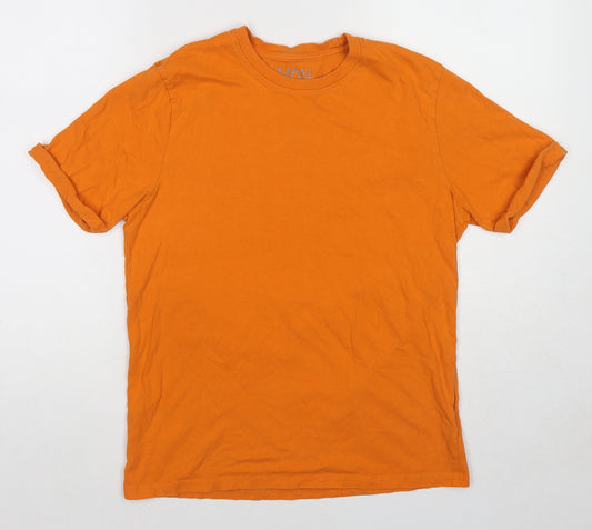 Boohoo Womens Orange Cotton Basic T-Shirt Size M Crew Neck