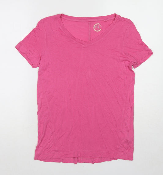 NEXT Womens Pink Cotton Basic T-Shirt Size 6 V-Neck