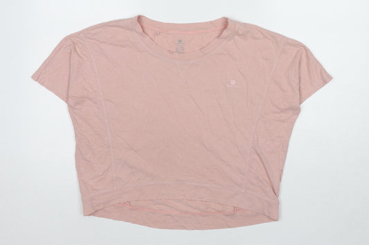 DOMYOS Womens Pink Cotton Basic T-Shirt Size 6 Crew Neck