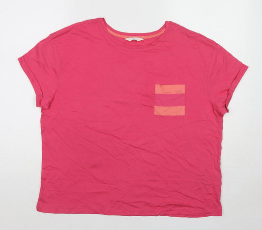 Marks and Spencer Womens Pink Cotton Basic T-Shirt Size L Crew Neck