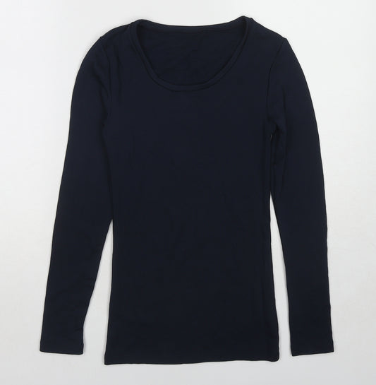 Marks and Spencer Womens Blue Acrylic Basic T-Shirt Size 6 Scoop Neck
