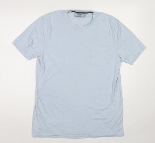 Maine Mens Blue Cotton T-Shirt Size M Round Neck