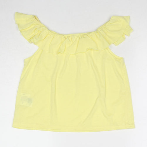 H&M Girls Yellow Cotton Basic Tank Size 11-12 Years Off the Shoulder Pullover