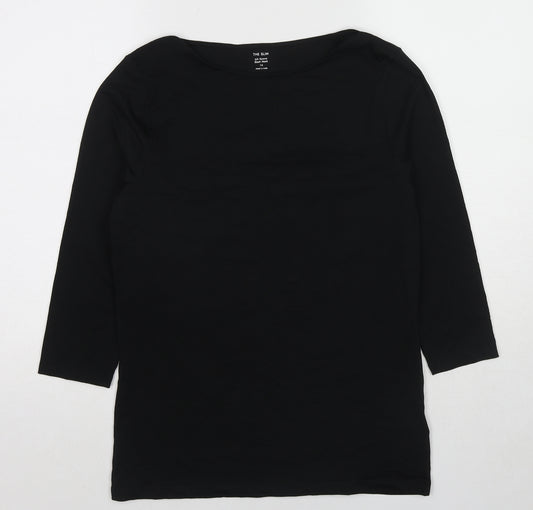 Marks and Spencer Womens Black Cotton Basic Blouse Size 14 Round Neck