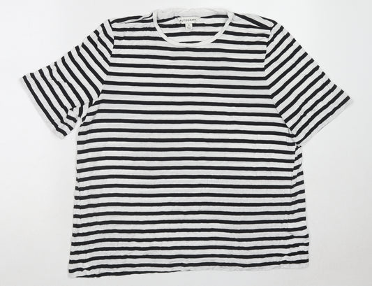 Autograph Womens Black Striped Cotton Basic T-Shirt Size 12 Round Neck