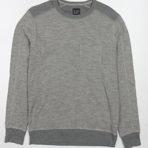 Gap Mens Grey Round Neck Cotton Pullover Jumper Size XS Long Sleeve
