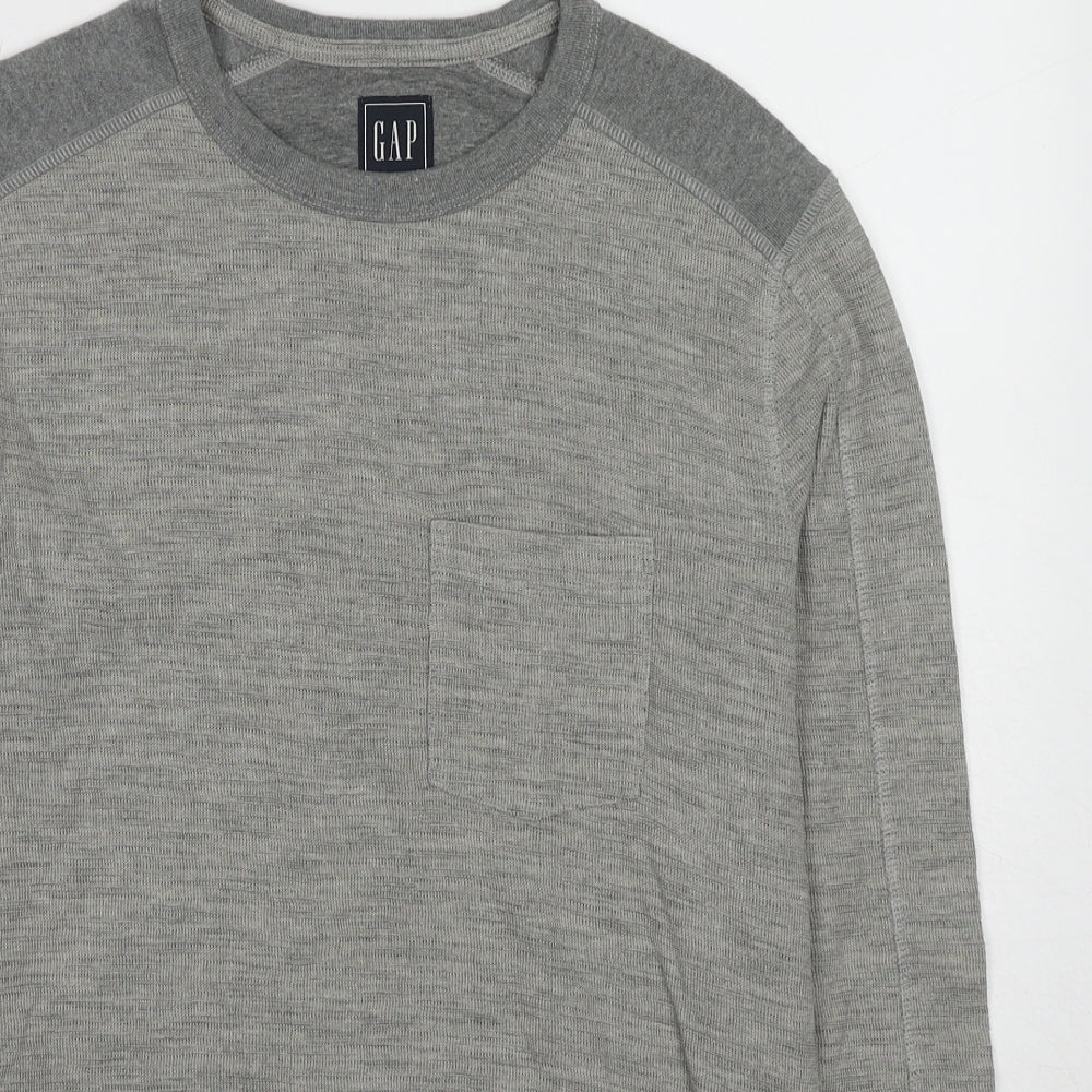Gap Mens Grey Round Neck Cotton Pullover Jumper Size XS Long Sleeve