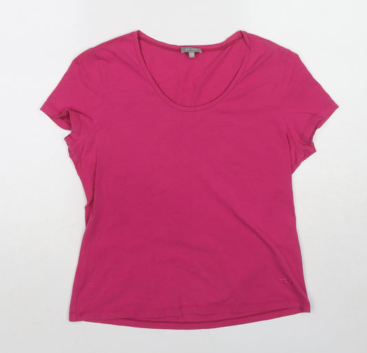 Per Una Womens Pink Cotton Basic T-Shirt Size 16 Scoop Neck