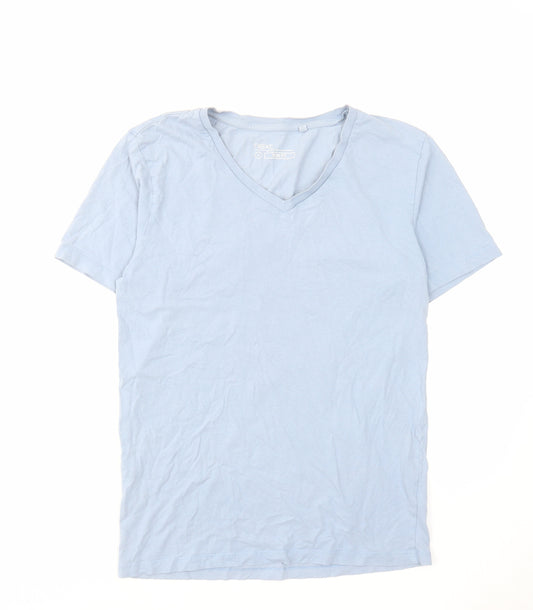 NEXT Mens Blue Cotton T-Shirt Size S V-Neck