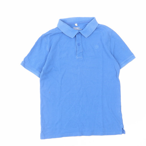 Marks and Spencer Boys Blue Cotton Pullover Polo Size 10-11 Years Collared Button