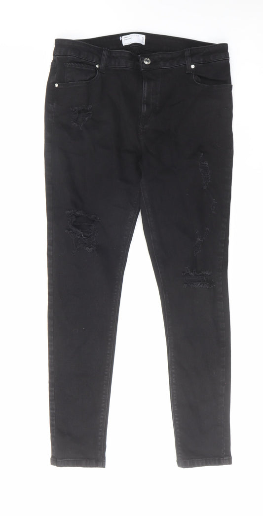 ASOS Mens Black Cotton Skinny Jeans Size 36 in L32 in Regular Zip