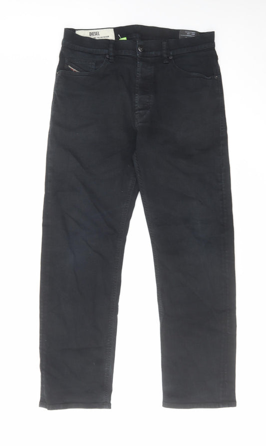 Diesel Mens Black Cotton Straight Jeans Size 31 in L30 in Regular Button