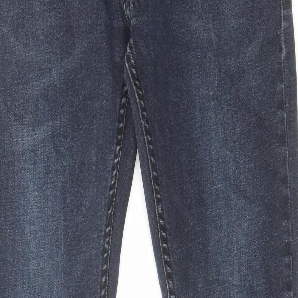 Topman Mens Blue Cotton Skinny Jeans Size 32 in L28 in Regular Button