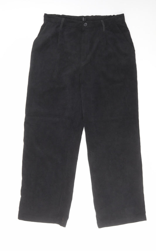 H&M Womens Black Polyester Trousers Size L L30 in Regular Zip