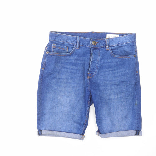 Denim & Co. Mens Blue Cotton Chino Shorts Size 32 in L9 in Slim Button