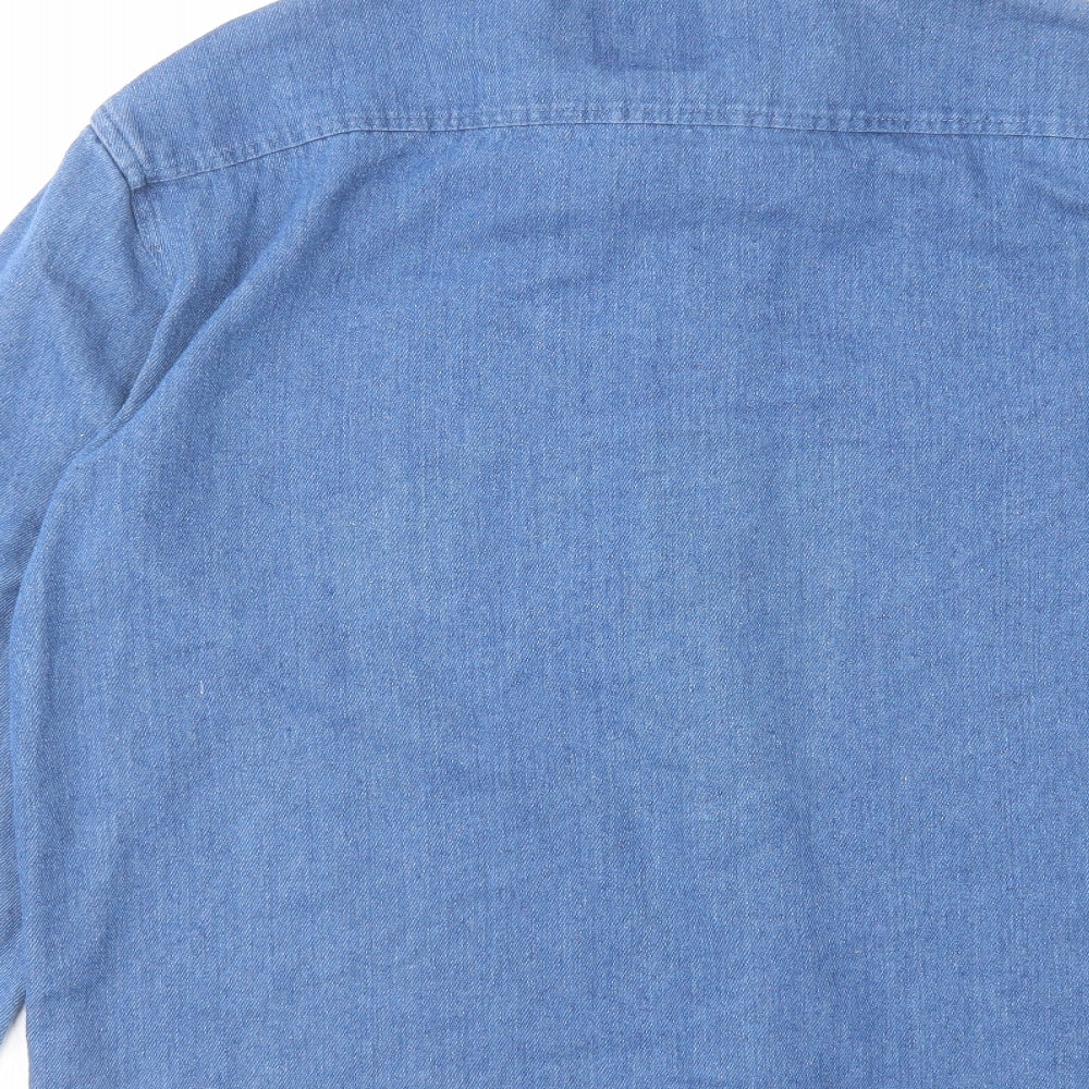 Warp & Weft Denim Mens Blue Cotton Button-Up Size XL Collared Button