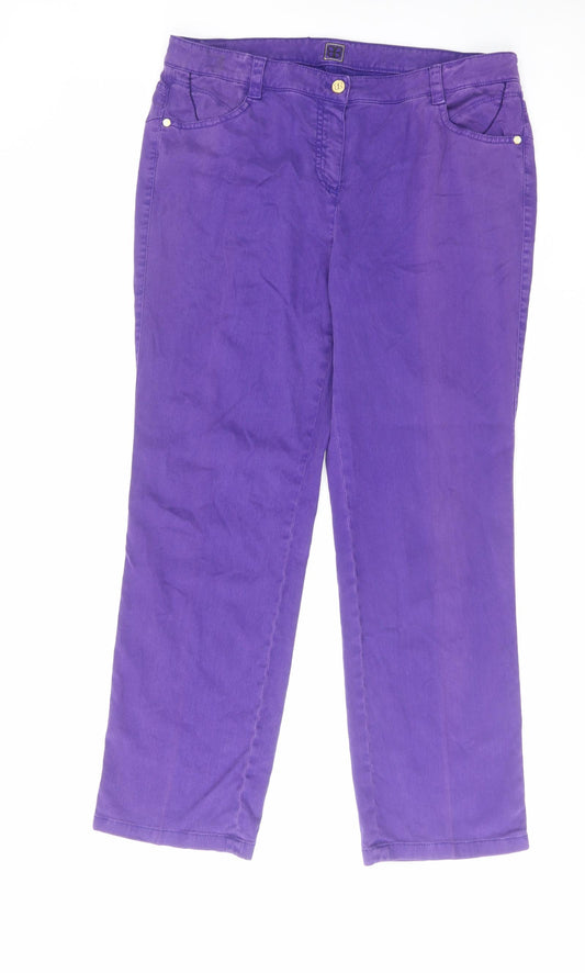 Basler Womens Purple Cotton Straight Jeans Size 20 L31 in Regular Zip