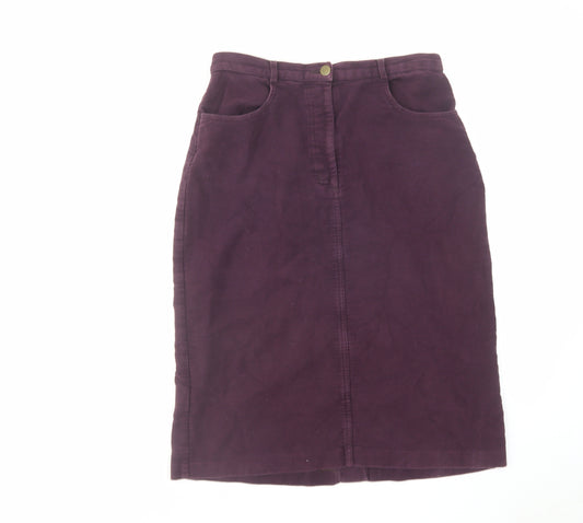 Laura Ashley Womens Purple Cotton A-Line Skirt Size 12 Zip