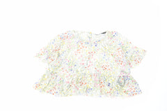 Zara Womens Multicoloured Floral Viscose Basic Blouse Size M Boat Neck - Peplum