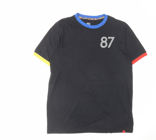 Nike Mens Black Polyester T-Shirt Size XL Round Neck