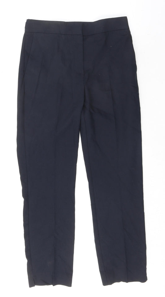 Zara Womens Blue Cotton Chino Trousers Size L L28 in Regular Zip