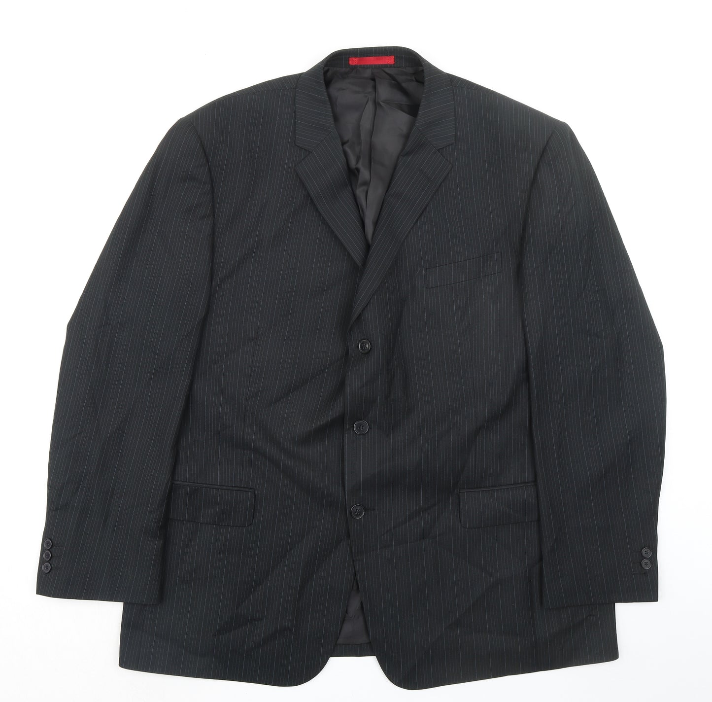 Burton Mens Black Striped Polyester Jacket Suit Jacket Size 48 Regular