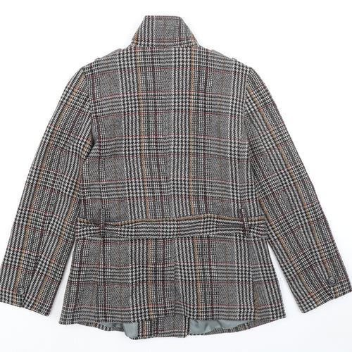 Marks and Spencer Womens Grey Plaid Jacket Size 10 Button