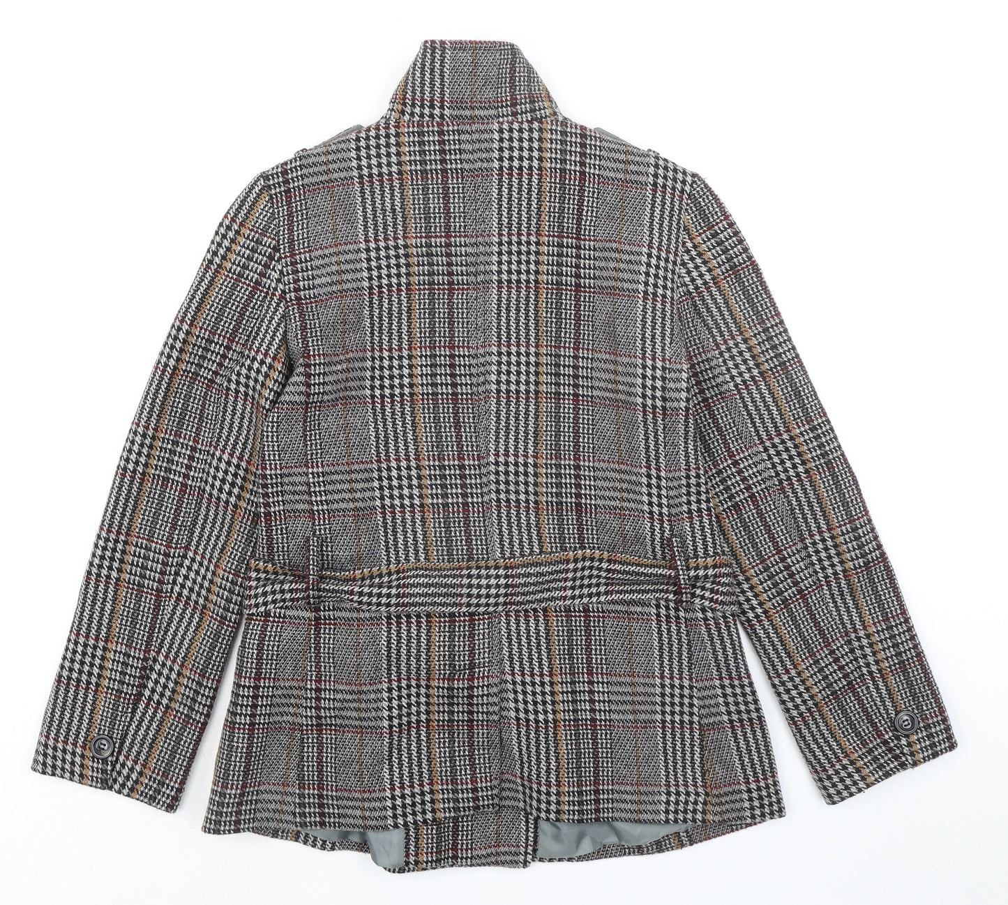 Marks and Spencer Womens Grey Plaid Jacket Size 10 Button