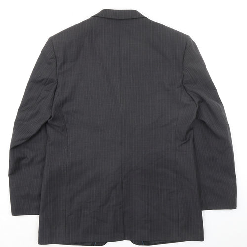 Burton Mens Grey Striped Polyester Jacket Suit Jacket Size 42 Regular