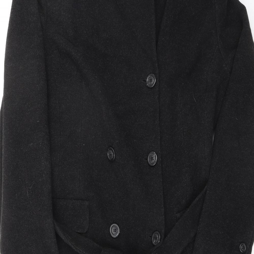 Monsoon Womens Black Overcoat Coat Size 18 Button