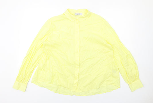 Per Una Womens Yellow Cotton Basic Button-Up Size 10 Collared