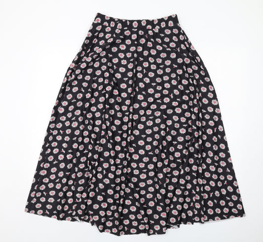 NEXT Womens Black Floral Polyethylene A-Line Skirt Size 10