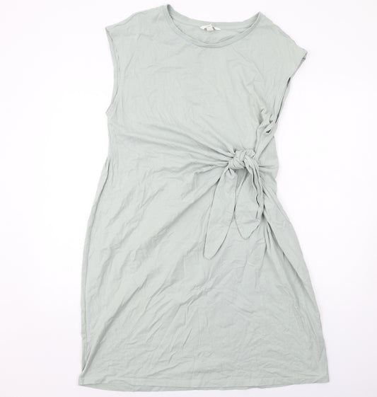 H&M Womens Green Cotton Tank Dress Size XL Round Neck Pullover
