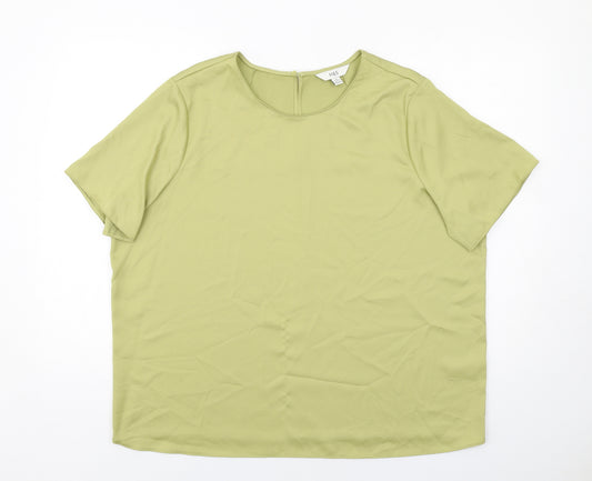 Marks and Spencer Womens Green Polyester Basic T-Shirt Size 18 Crew Neck