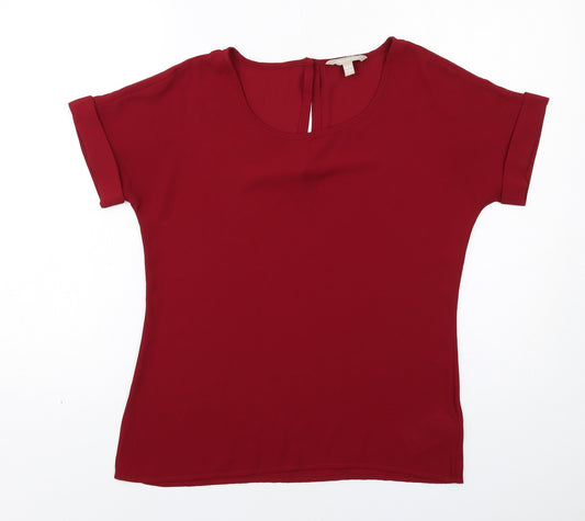 Banana Republic Womens Red Polyester Basic Blouse Size XS Round Neck