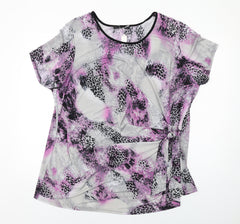 Cruz Womens Multicoloured Animal Print Polyester Basic Blouse Size 22 Round Neck - Front Detail