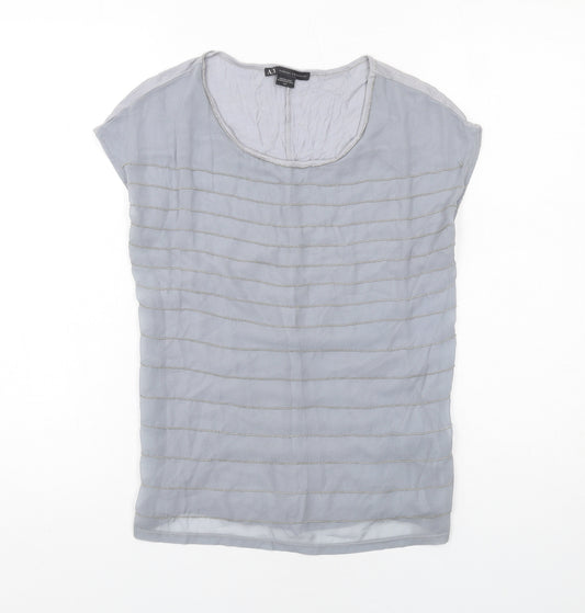 Armani Exchange Womens Grey Modal Basic Blouse Size S Scoop Neck - Embellished