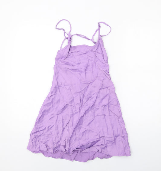 Zara Womens Purple Viscose Mini Size M Square Neck Pullover