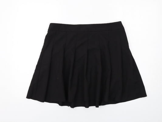 New Look Womens Black Polyester Pleated Skirt Size 16 Zip