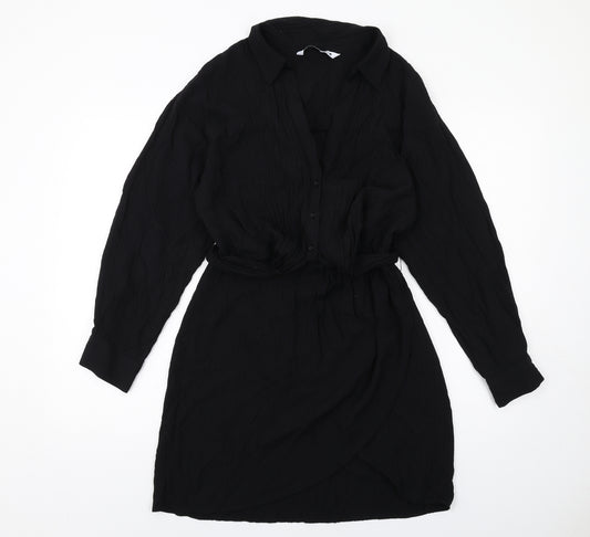 Zara Womens Black Viscose Mini Size M Collared Zip