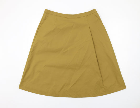 Autograph Womens Yellow Polyester A-Line Skirt Size 16 Zip