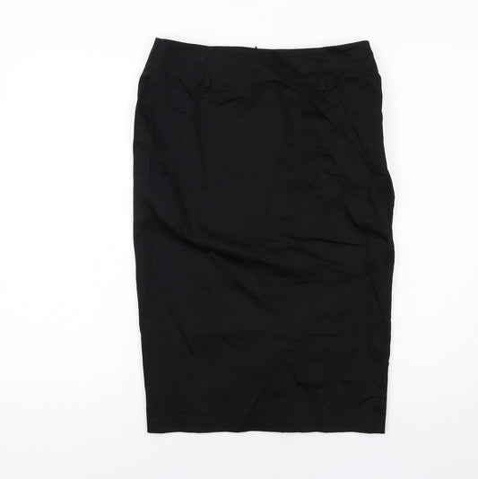 Dorothy Perkins Womens Black Cotton Straight & Pencil Skirt Size 10 Zip