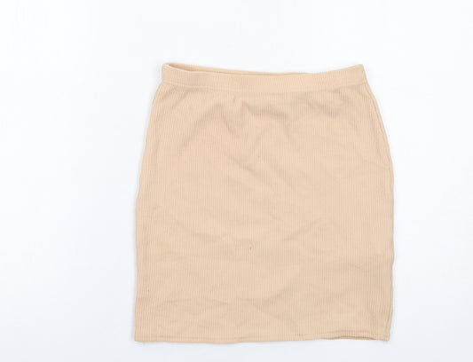 Boohoo Womens Beige Polyester Bandage Skirt Size 10