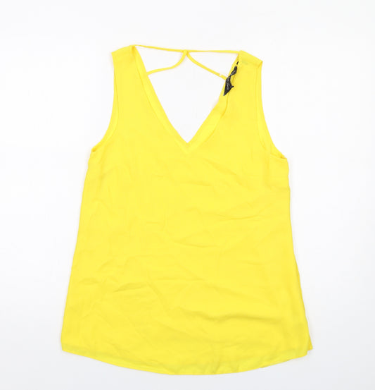 Dorothy Perkins Womens Yellow Polyester Basic Tank Size 8 V-Neck