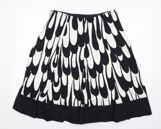 Principles Womens Black Geometric Cotton Swing Skirt Size 12 Zip