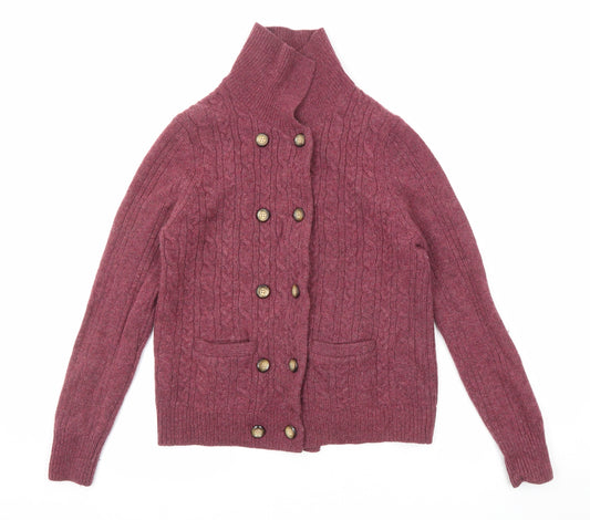 Blarney Womens Purple High Neck Wool Cardigan Jumper Size M