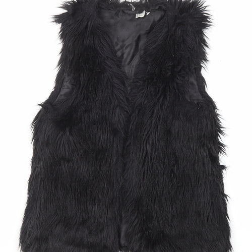 Divided by H&M Womens Black Gilet Jacket Size 8 - Faux Fur