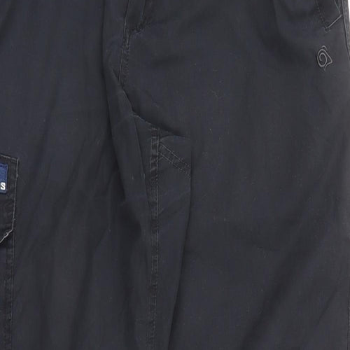 Craghoppers Mens Black Polyester Cargo Trousers Size 36 in L30 in Regular Zip