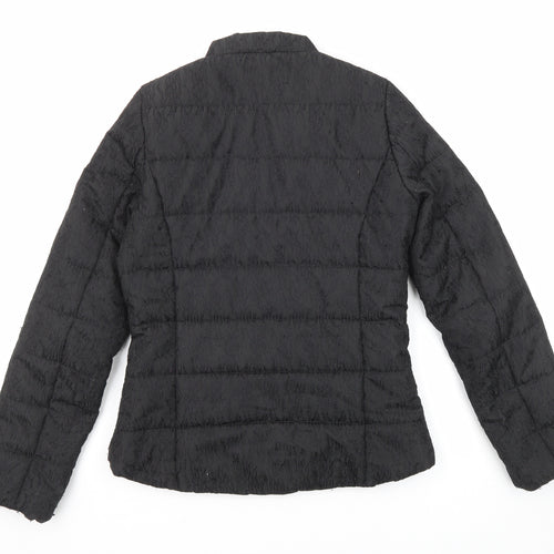 Etage Womens Black Geometric Jacket Size 6 Zip - Textured